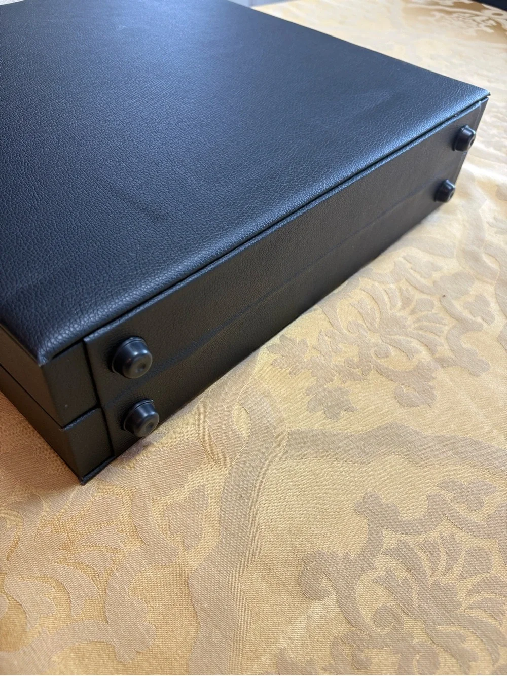 Black Jewelry Storage Organizer Case with Necklace Hooks and Ring Tray